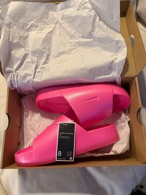 Nike Women's Hot Pink Slide Sandals - Calm Slide SE